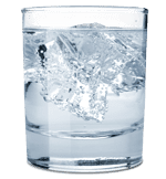 A glass of water with ice