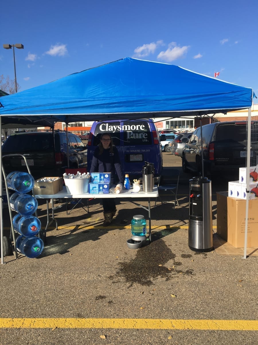 Claysmore Pure booth presence at the Baseline Farmers Market on Wednesdays in the summer. Water and coffee to try!